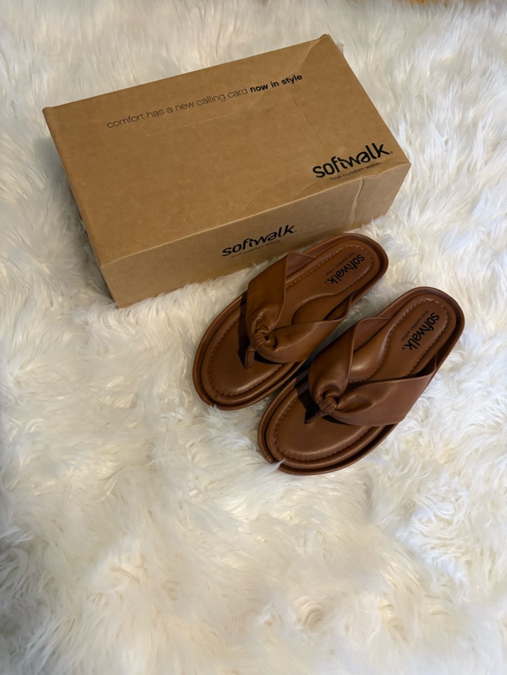 SoftWalk Tan Knotted Thong Sandals